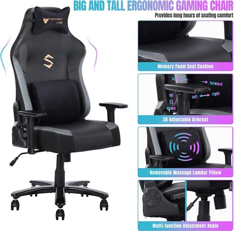 fantasylab|Fantasylab Big and Tall Gaming Chair 400lb Massage Memory .